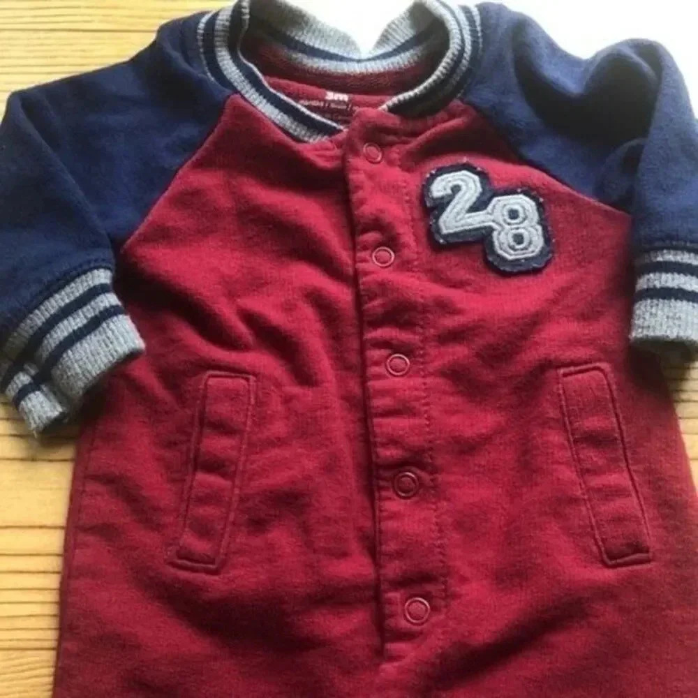 Baby 3M Red & Blue Varsity Baseball Outfit Romper Infant‎ Jumpsuit